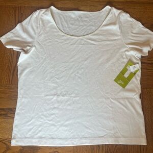 NWT J.Jill Shirt Women's XL Ivory Creme Short Sleeve Compassion Tee Cotton